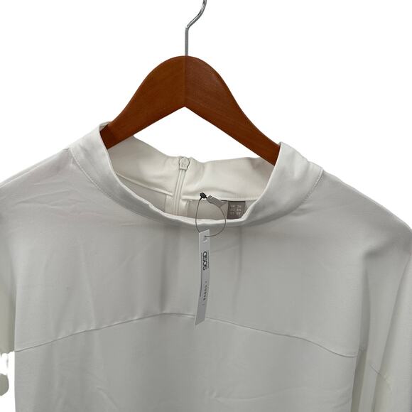 Asos Curve NWT White Mock Neck Cuffed Sleeve Blouse // 22 - Picture 3 of 9